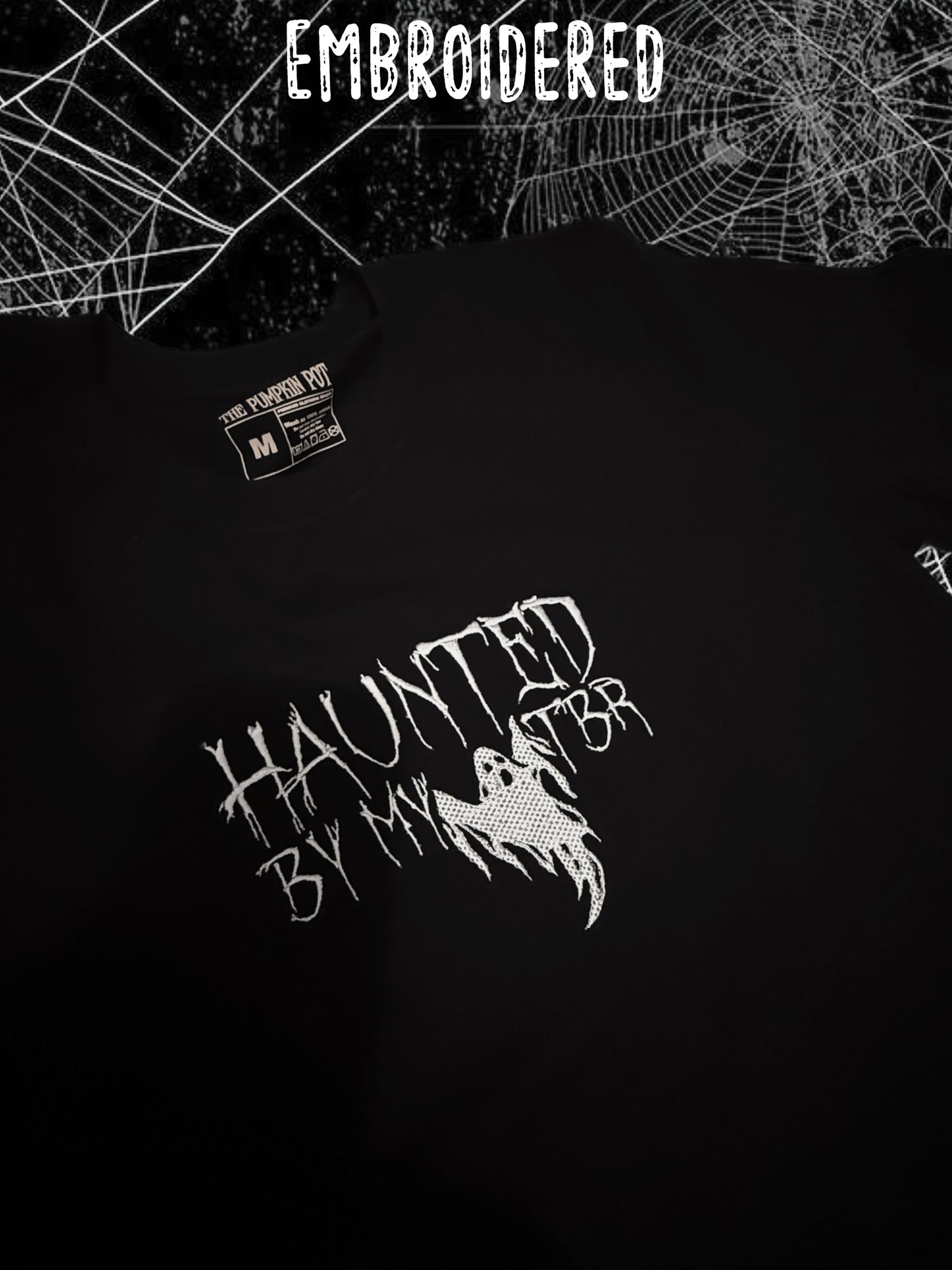 Haunted By my TBR Embroidered Crewneck T