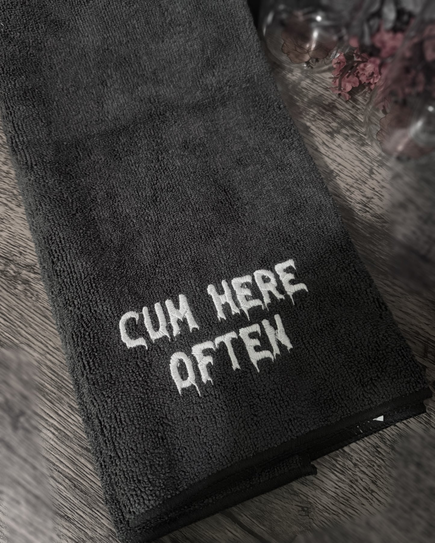 Cum here often embroidered  hand towel
